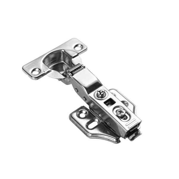 银色中弯-白底 Stainless Steel 2-Stage Force Hydraulic Soft Close Half Overlay Cabinet Hinge